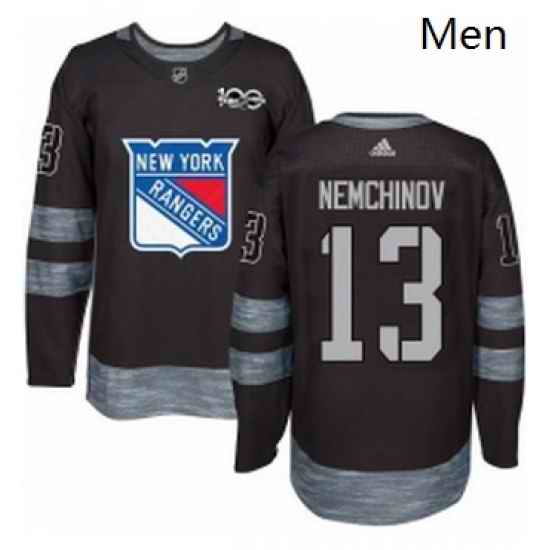 Mens Adidas New York Rangers 13 Sergei Nemchinov Premier Black 1917 2017 100th Anniversary NHL Jersey
